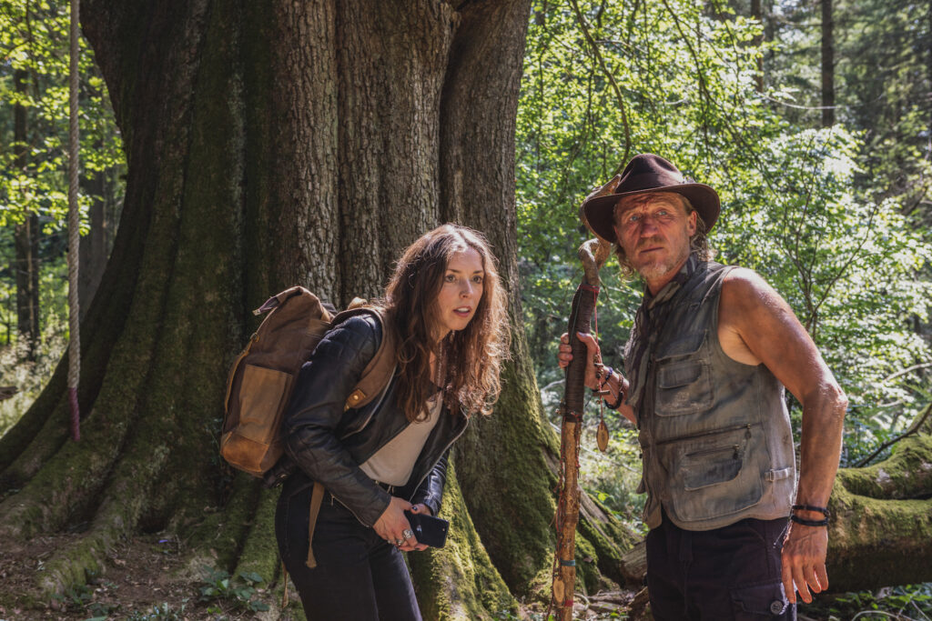 Bridget Christie as Linda and Jerome Flynn as Pig Man in The Change